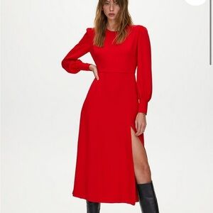 Aritzia Babaton Elegant Red Dress with Slit